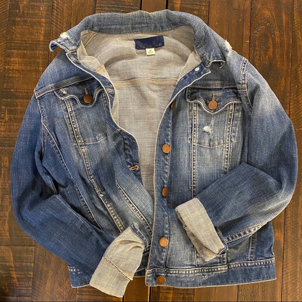 Distressed denim jacket